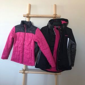 NWOT Hawke&Co girl pink and grey puffer co…